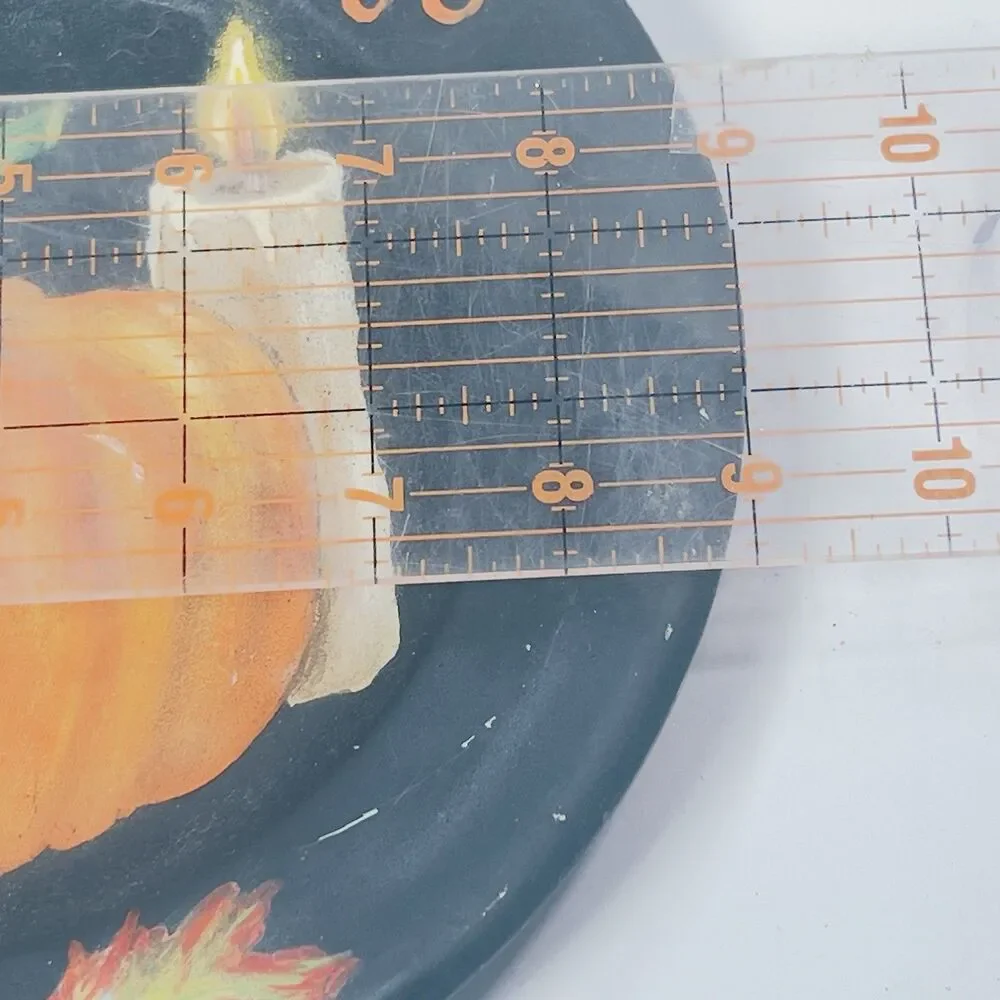 Primitive Simple Blessings Autumn Fall Plate Black w/ Pumpkin Hand Painted  9”
